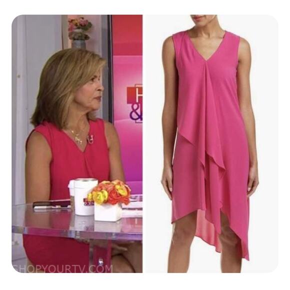 Adrianna Papell asymmetric draped pink sleeves dress size 4 summer wedding guest - Picture 5 of 8